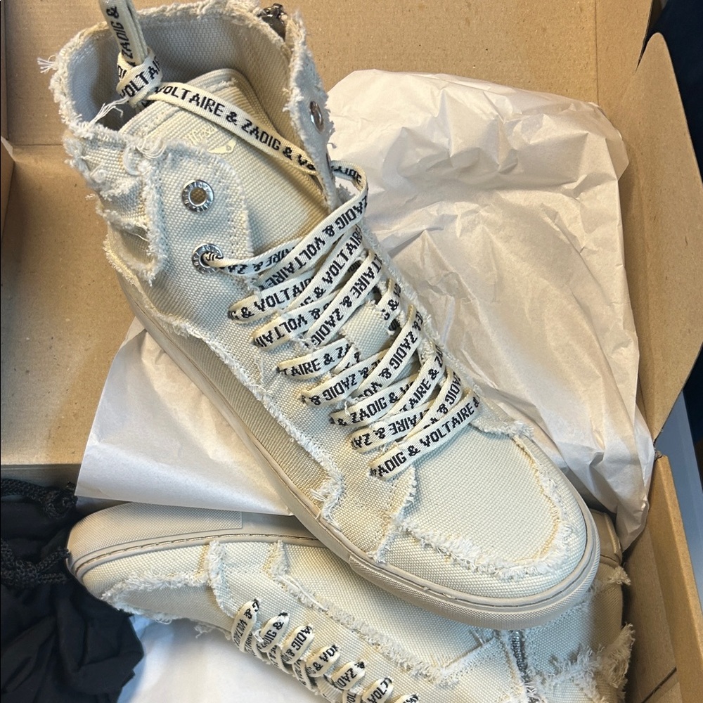 Zadig & Voltaire Cream High-Top Sneakers